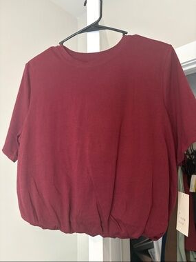 a new day Burgundy Short Sleeve Blouson Top